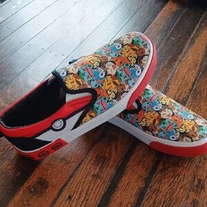 Pokemon Red and Black Kids Slip-On Sneakers